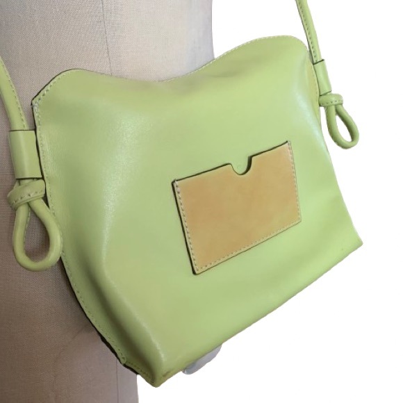New OAD New York Thea Chartreuse Leather Crossbody Bag Neon Highlighter Green - Picture 12 of 16